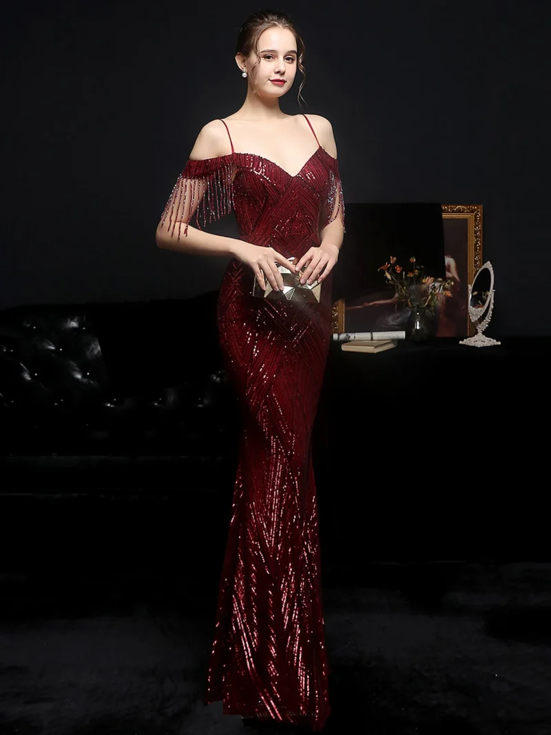 Women's Black Sequin Maxi Dress Backless - Image 13