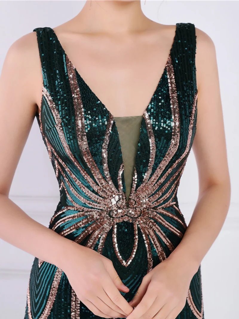 Sexy Black and White Sequin Maxi Dress - Image 23