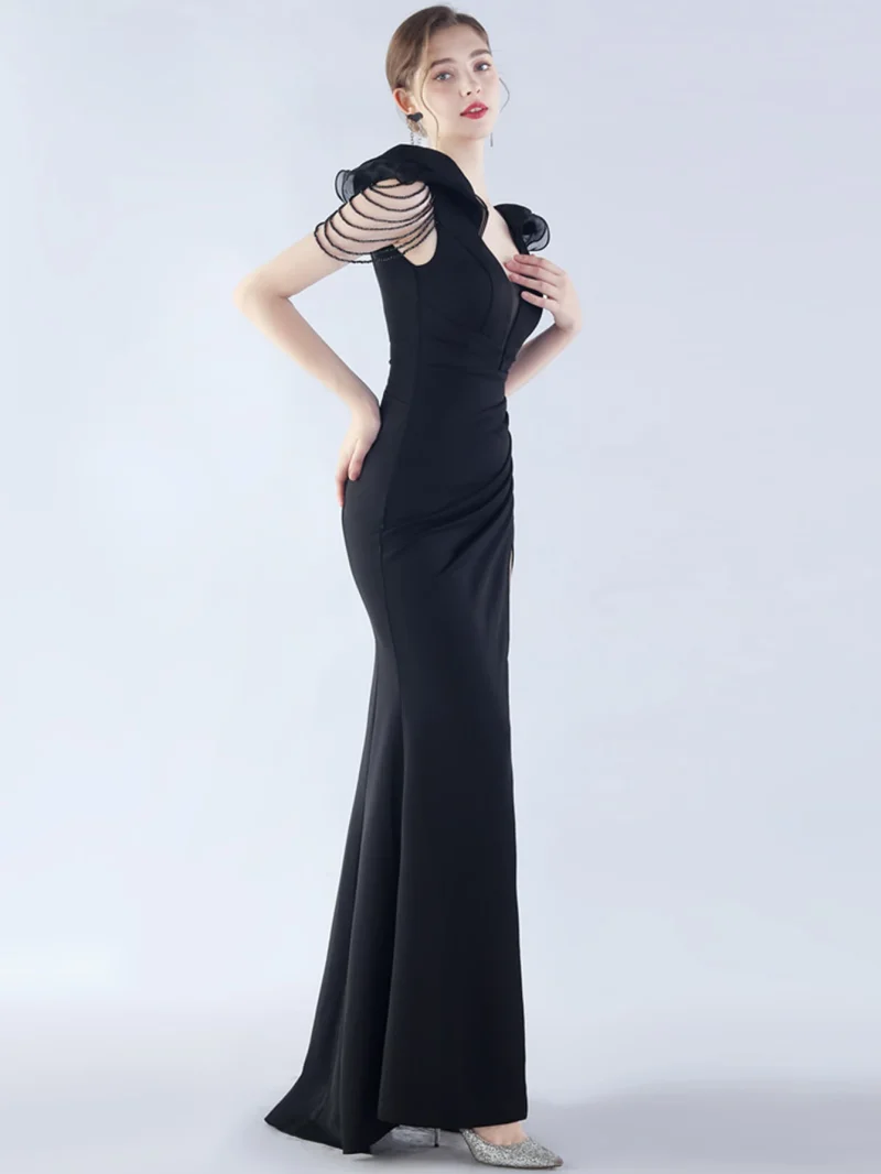 Sparkling Black Backless Maxi Dress - Image 28