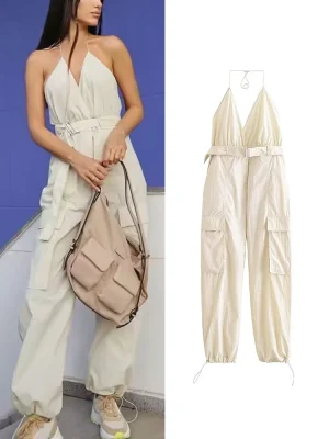 Summer Jumpsuit with Belt Women