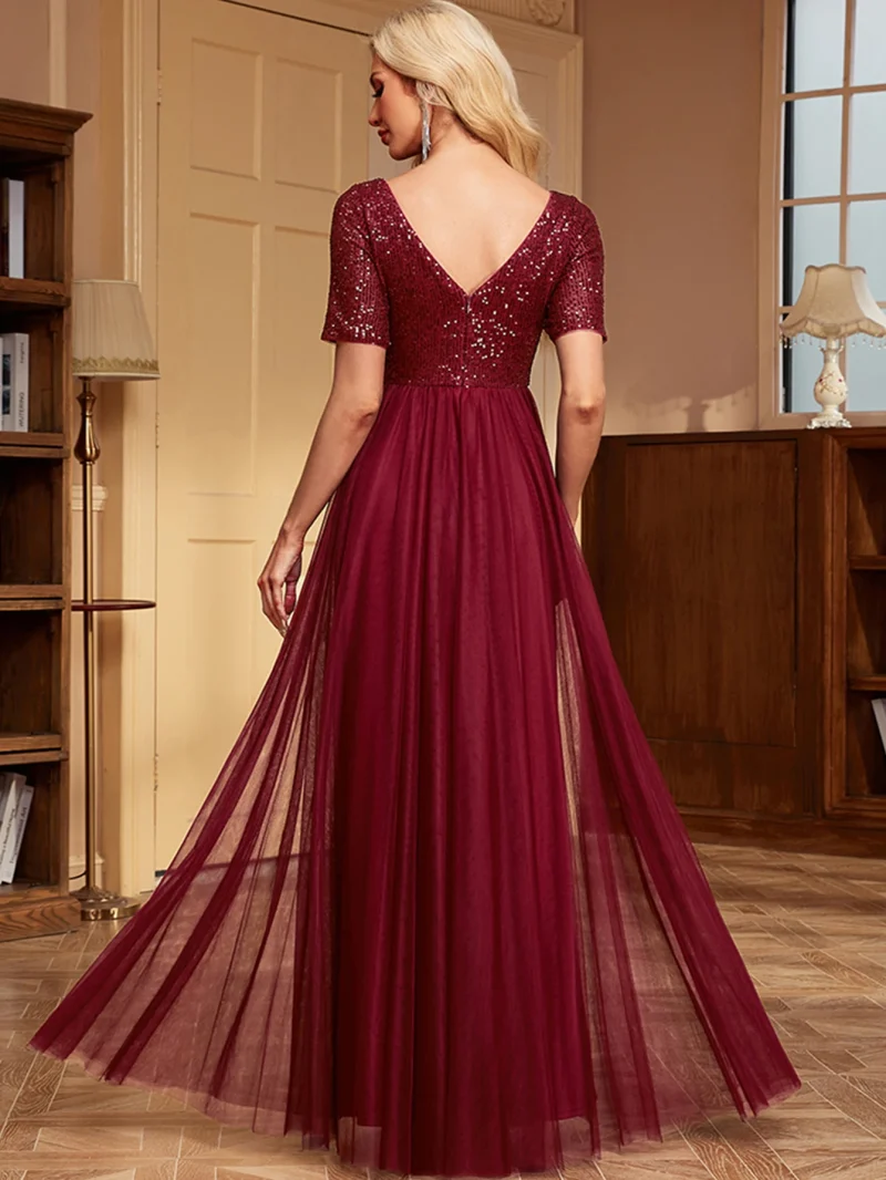 Sparkling Backless Maxi Dress with Mesh - Image 14