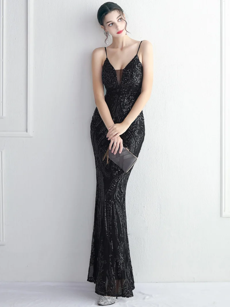 Sexy Backless Red Sequin Slip Dress - Image 8