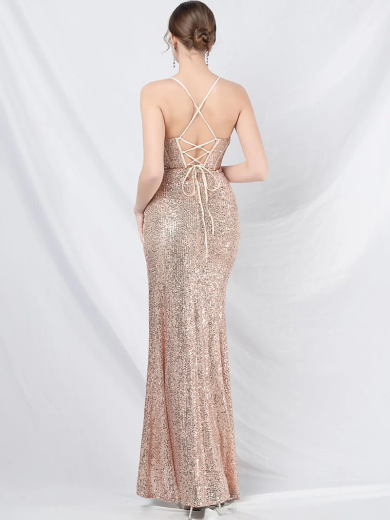 Sexy Backless Black Sequin Maxi Summer Dress - Image 2