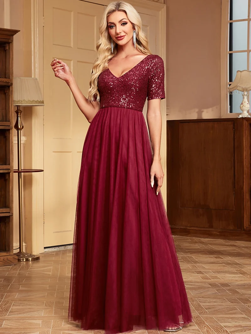 Sparkling Backless Maxi Dress with Mesh - Image 13