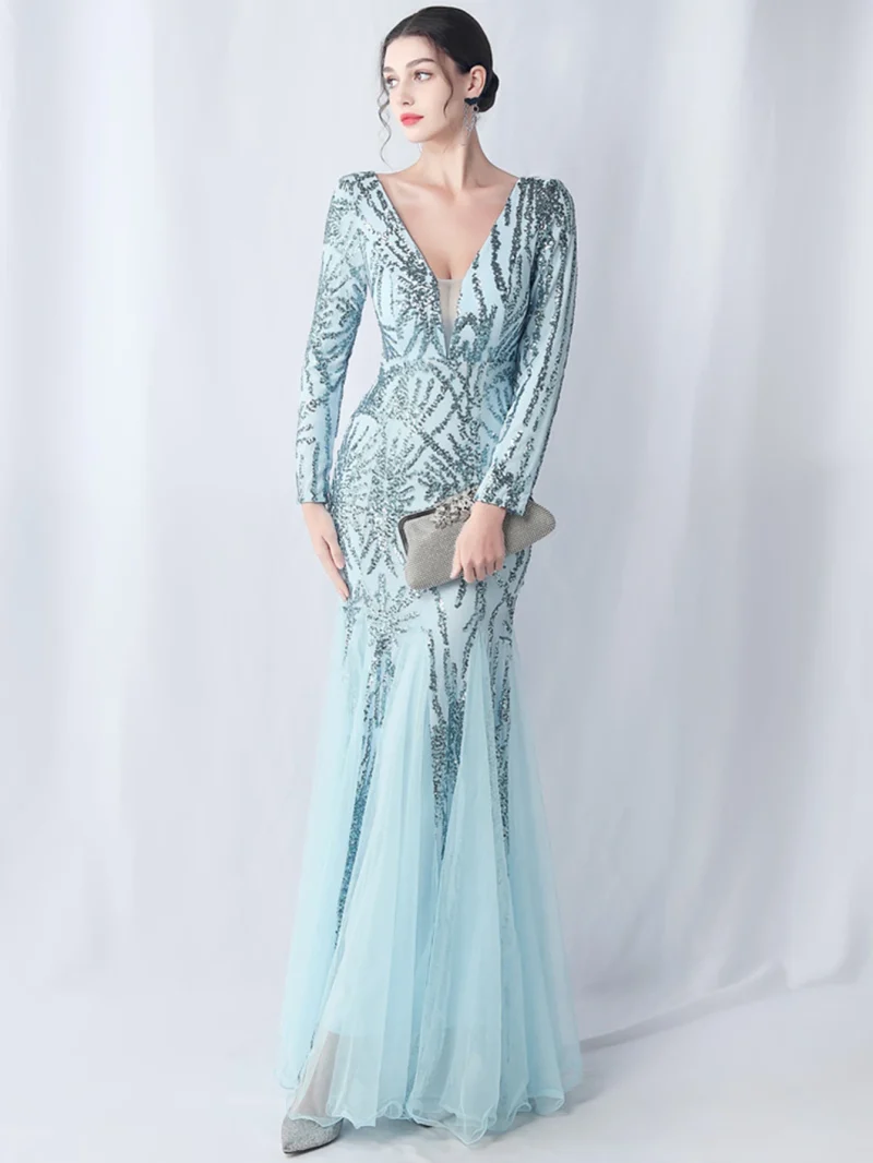 Sexy Backless Sequin Maxi with Mesh - Image 10