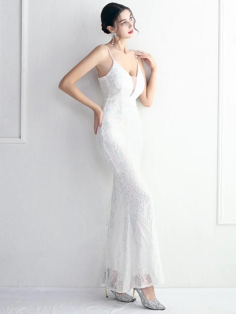 Sexy Backless Red Sequin Slip Dress - Image 5