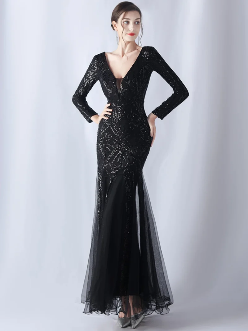 Sexy Backless Sequin Maxi with Mesh - Image 6