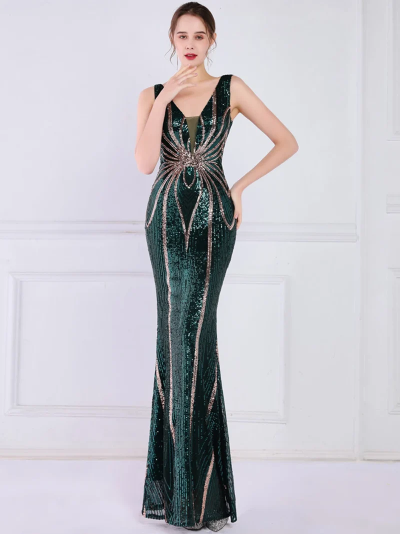 Sexy Black and White Sequin Maxi Dress - Image 21