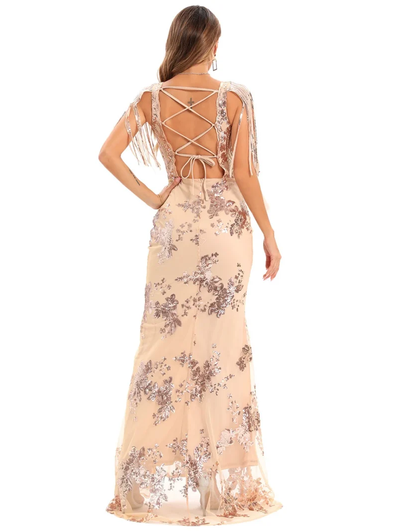 Sexy Backless Corset Sequin Maxi Dress - Image 19