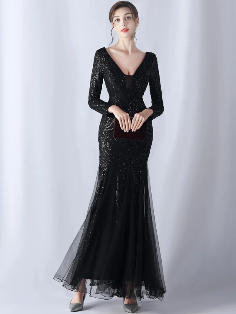 Sexy Backless Sequin Maxi with Mesh - Image 5