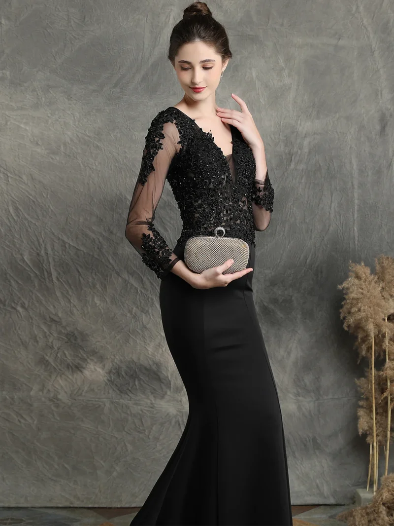 Mesh Long Sleeve Evening Dresses Women - Image 8