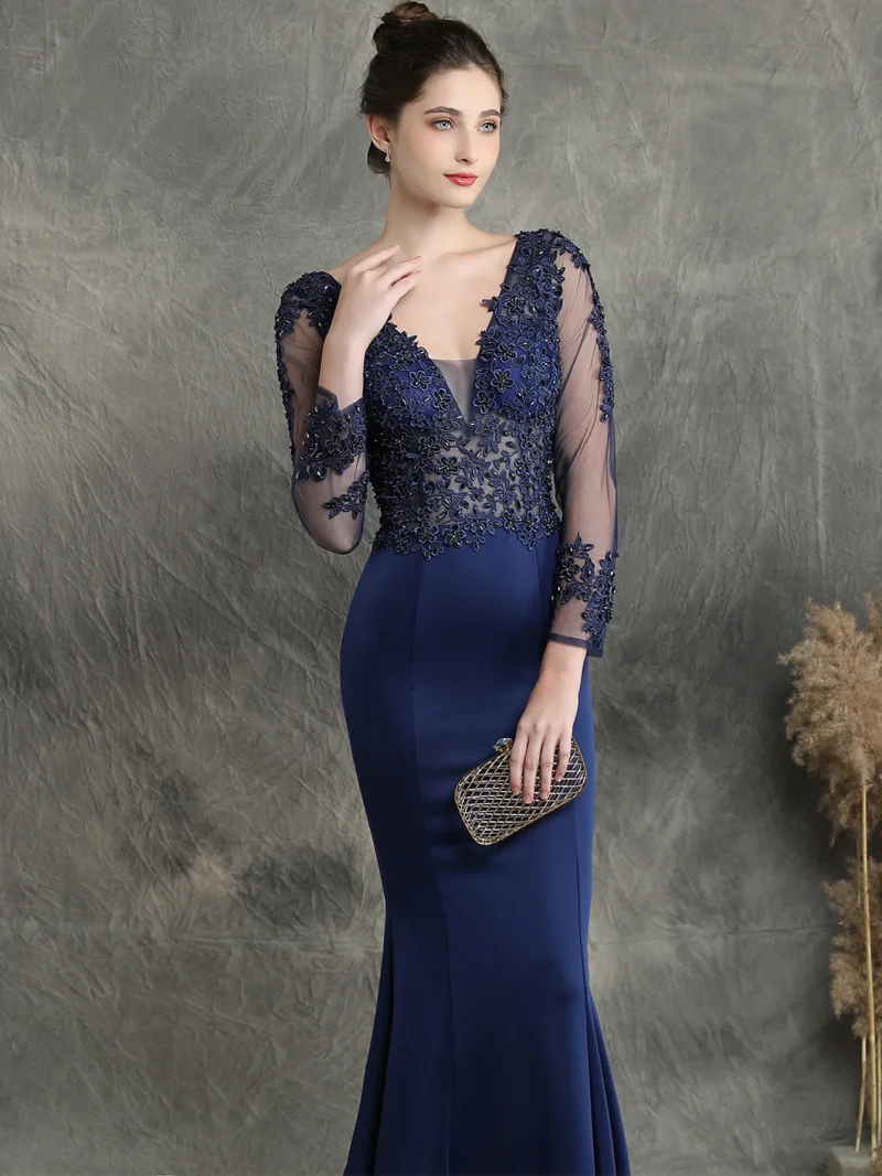 Mesh Long Sleeve Evening Dresses Women - Image 7