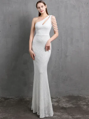 Sexy Backless Sequin Maxi Wedding Dress