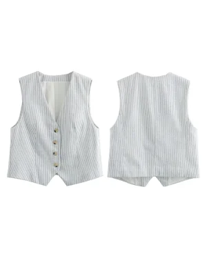 Women’s Striped Print Vest