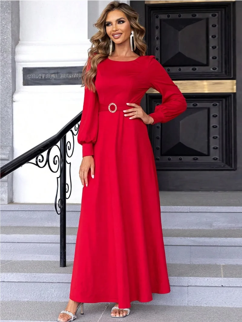 Party Dress Vestido   Red Satin Maxi - Image 5