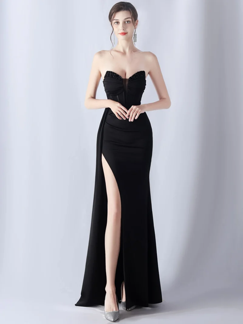 Sexy Backless Black Diamond Maxi Dress - Image 17