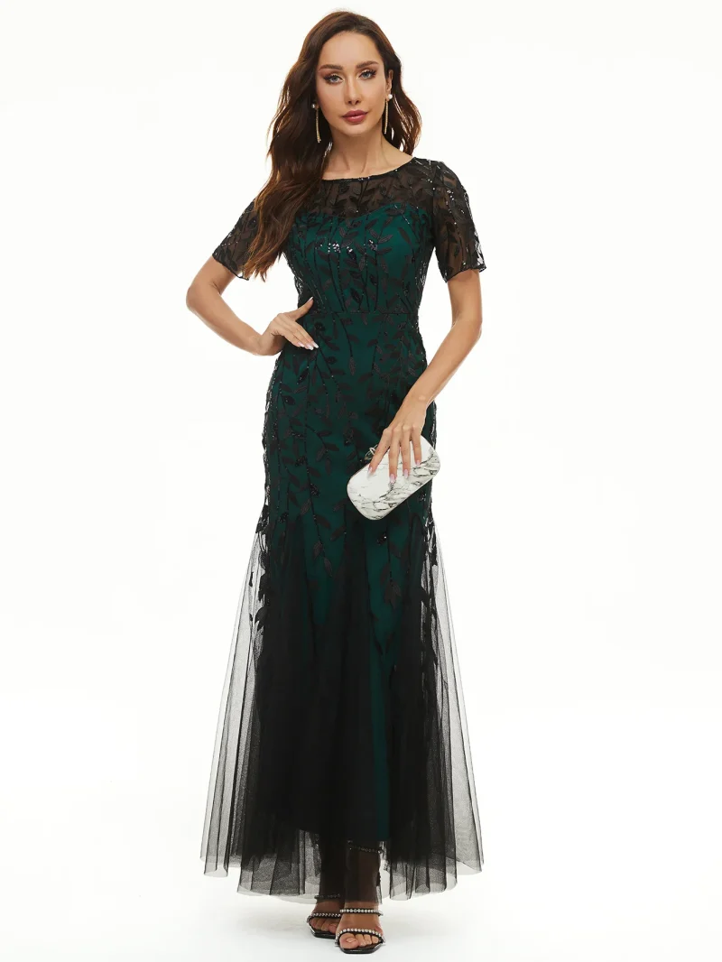 Elegant Bridesmaid Dress with Sequins - Image 3