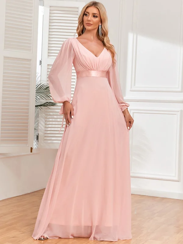 Sexy Backless Pink Maxi Chiffon Summer Dress Women - Image 3