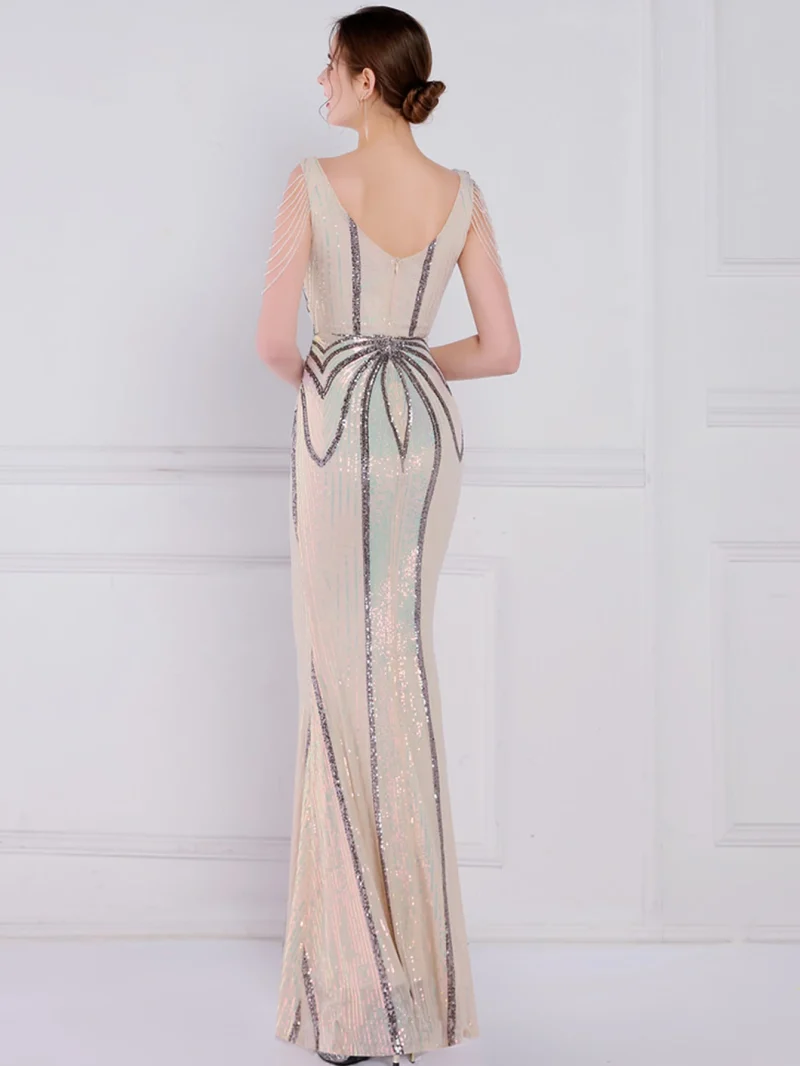 Sexy Black Backless Sequin Maxi Dress Women - Image 3