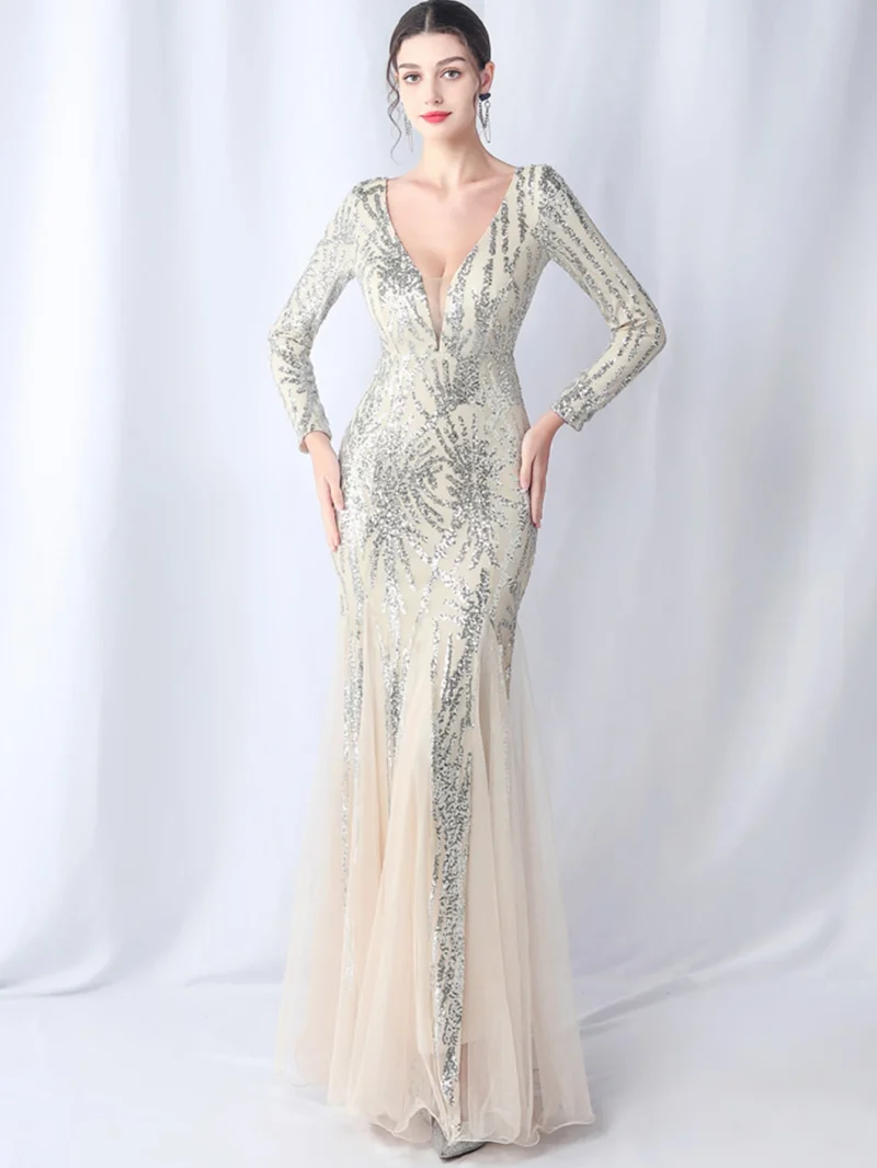 Sexy Backless Sequin Maxi with Mesh - Image 24