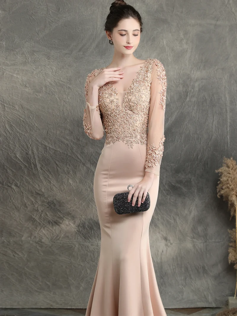 Mesh Long Sleeve Evening Dresses Women - Image 12