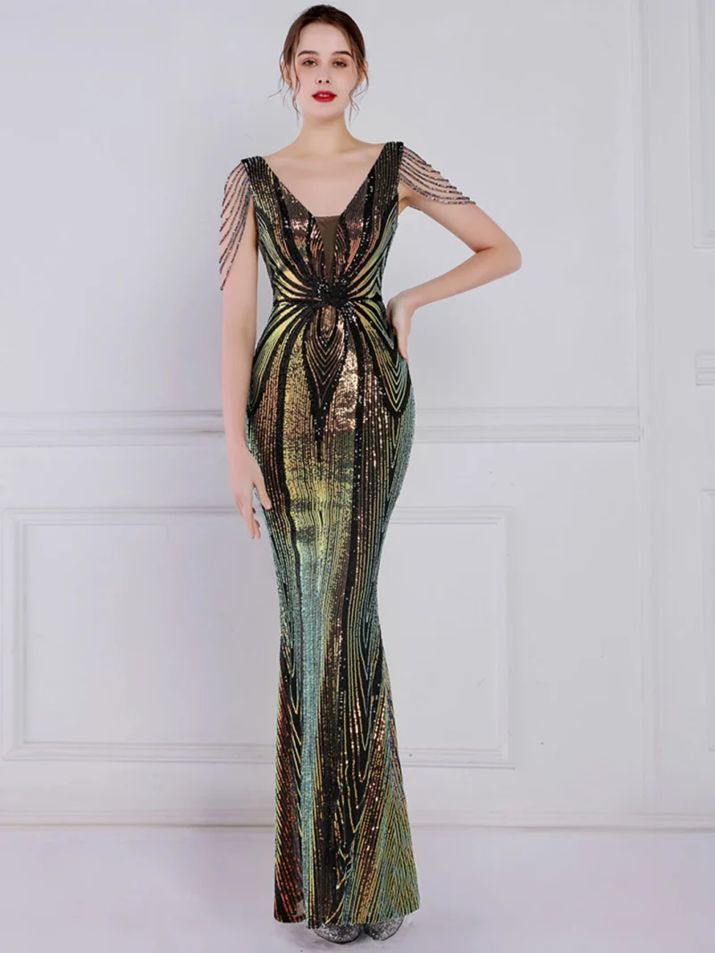 Sexy Black Backless Sequin Maxi Dress Women - Image 16