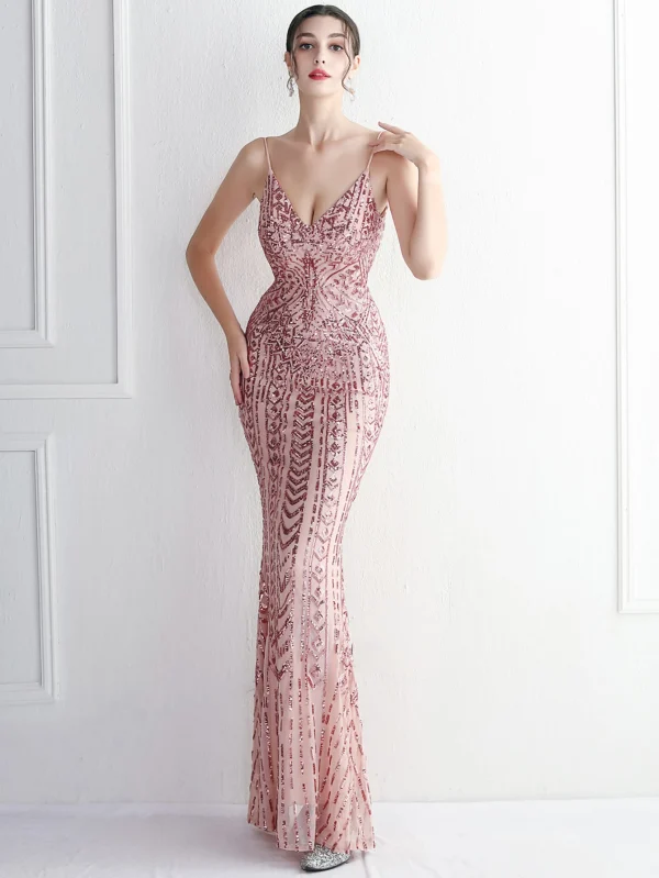 Luxury Backless Sequin Maxi Dress - Image 9