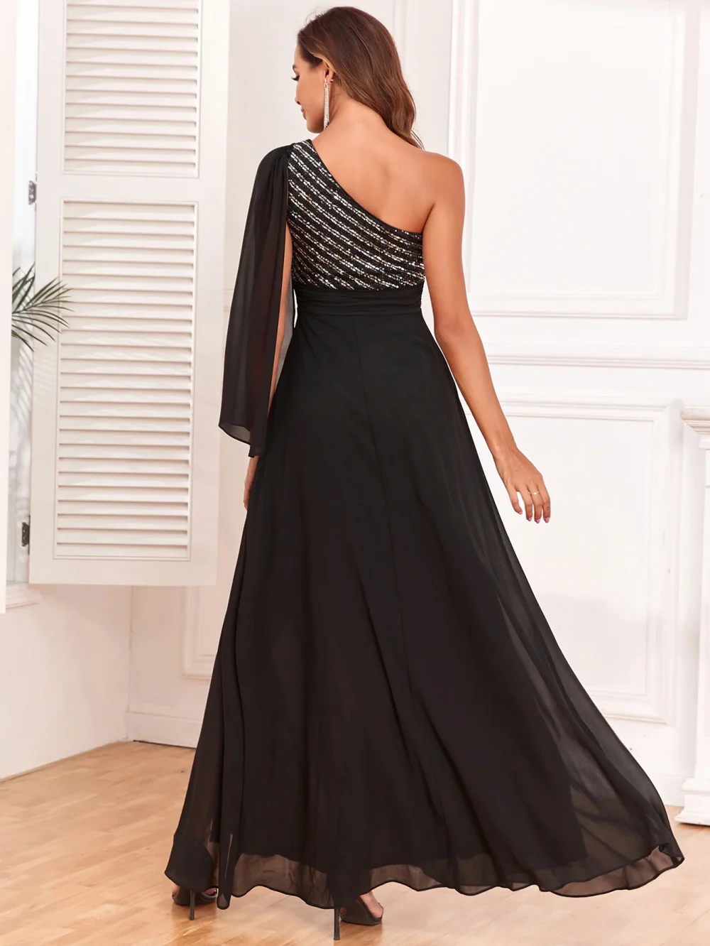 Luxury Black Sequin Maxi Dress - Image 8