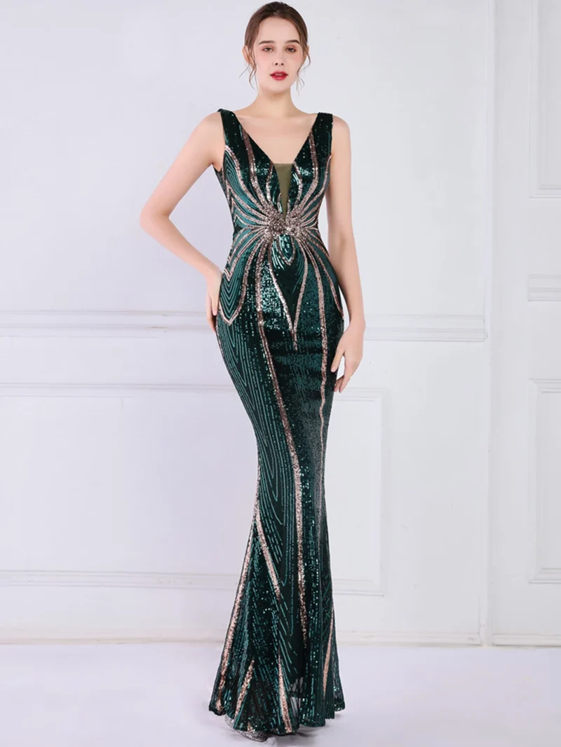 Sexy Black and White Sequin Maxi Dress - Image 22
