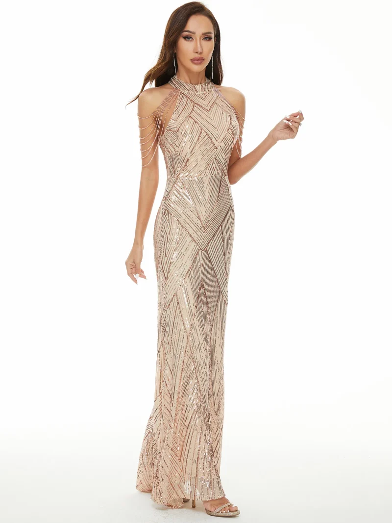 Sexy Vintage Sequin Maxi Dress Women - Image 6