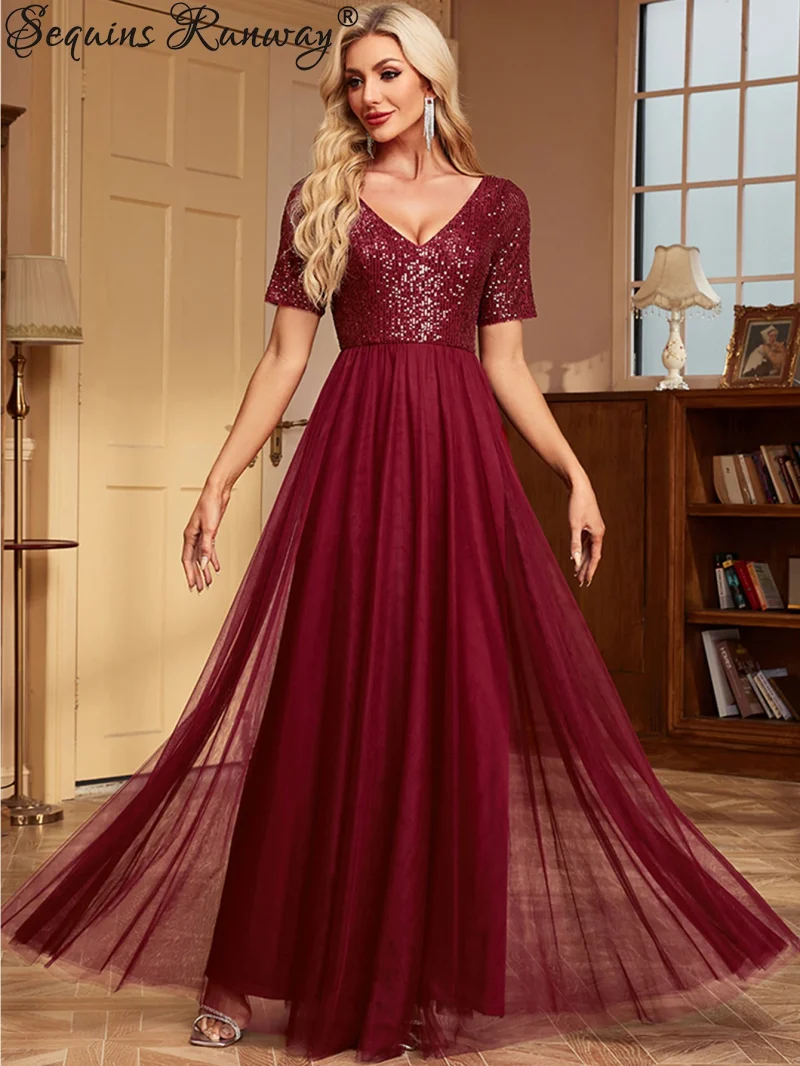 Sparkling Backless Maxi Dress with Mesh - Image 5