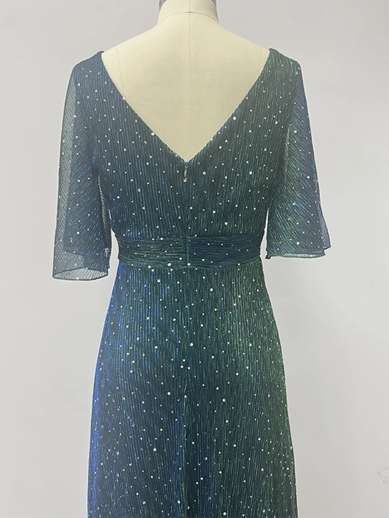 Sexy Vintage Silver Maxi Sequin Mesh Dress - Image 8
