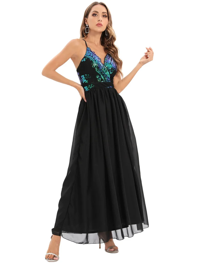 Sexy Backless Corset Sequin Maxi Dress - Image 14