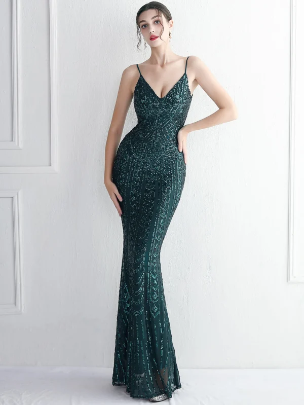 Luxury Backless Sequin Maxi Dress - Image 16