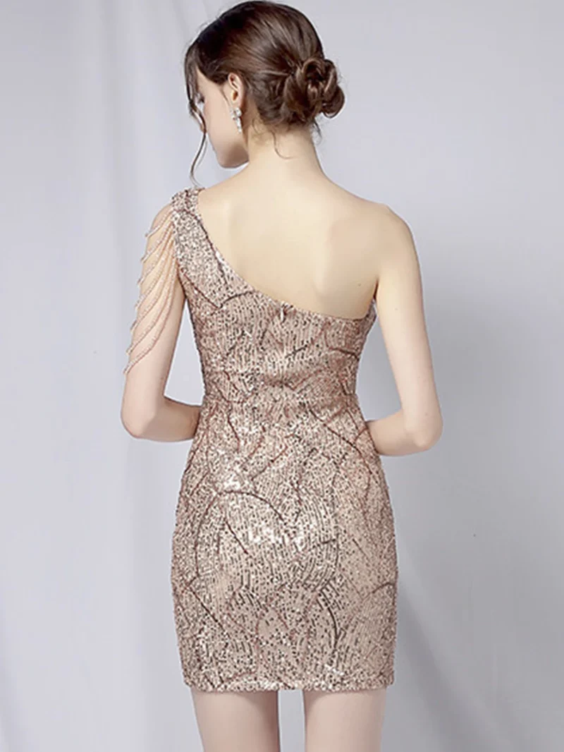 Sexy bodycon mini black white sequin summer dress - Image 2
