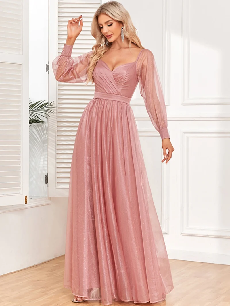 Luxury Shiny Mesh Birthday Party Dress Woman Maxi Summer - Image 4