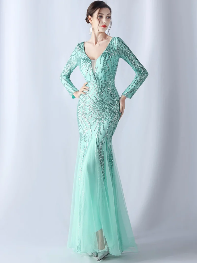 Sexy Backless Sequin Maxi with Mesh - Image 13