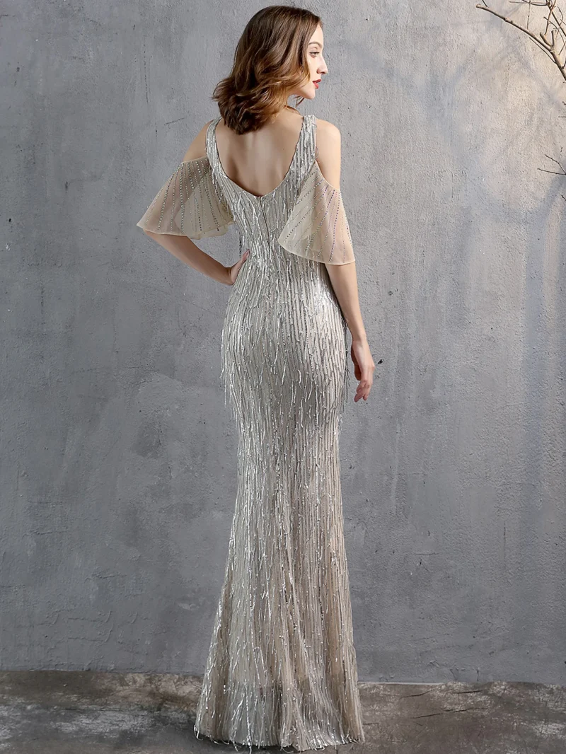 Sexy Backless Sequin Maxi Dress - Image 3