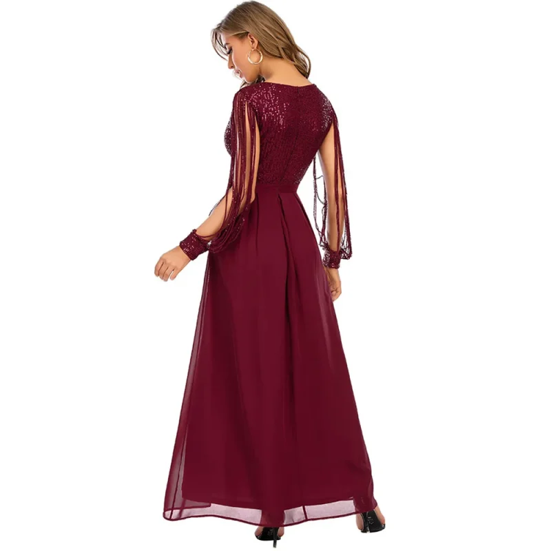 Elegant Sequin Maxi Dress with Long Sleeves - Image 5