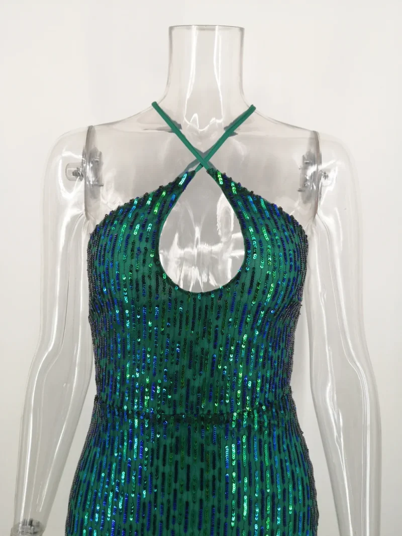 Vintage Backless Sequin Maxi Dress - Image 6