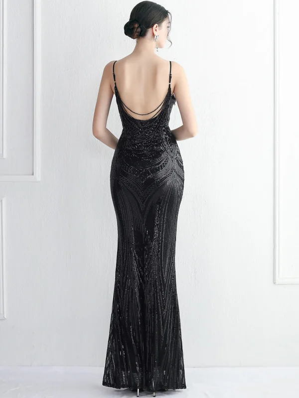 Sexy Backless Black Maxi Sequin Summer Dress for Women 2024 - Image 6