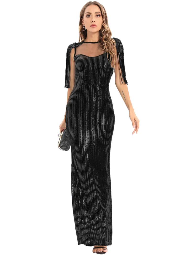 Sexy Backless Corset Sequin Maxi Dress - Image 30