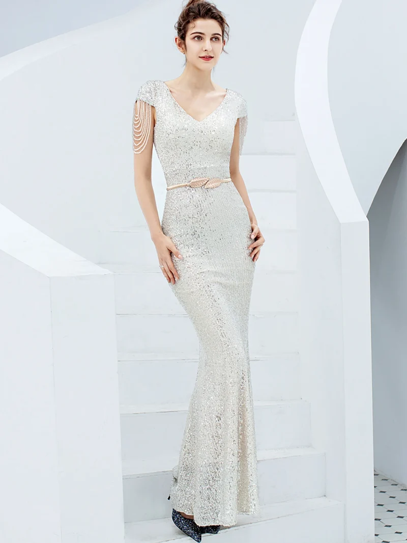 Luxury Vintage Black Sequin Maxi Dress - Image 9