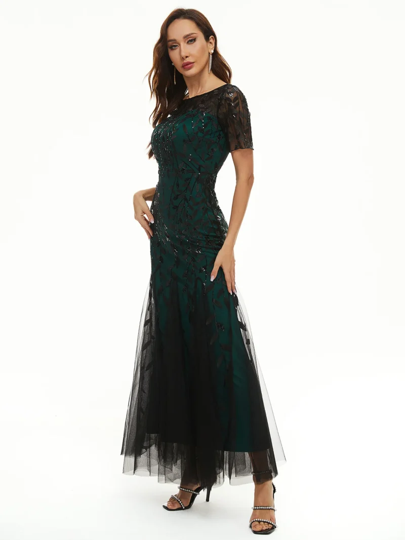 Elegant Bridesmaid Dress with Sequins - Image 4