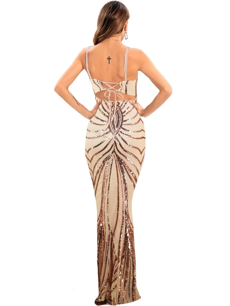 Sexy Backless Corset Sequin Maxi Dress - Image 11