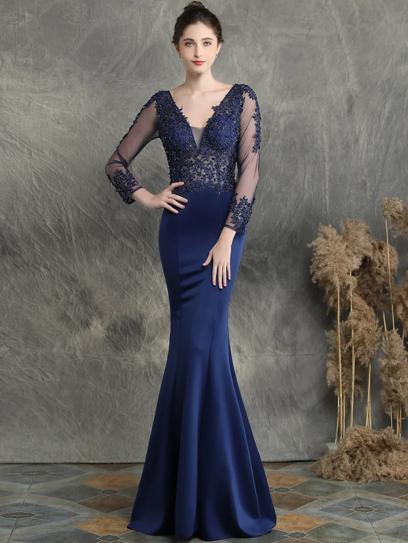 Mesh Long Sleeve Evening Dresses Women - Image 6