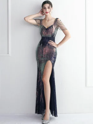 Sexy Backless Maxi Sequin Summer Dress