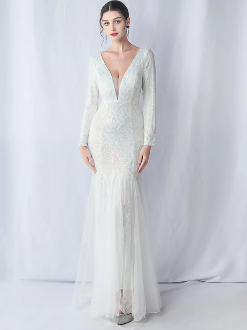 Sexy Backless Sequin Maxi with Mesh - Image 7
