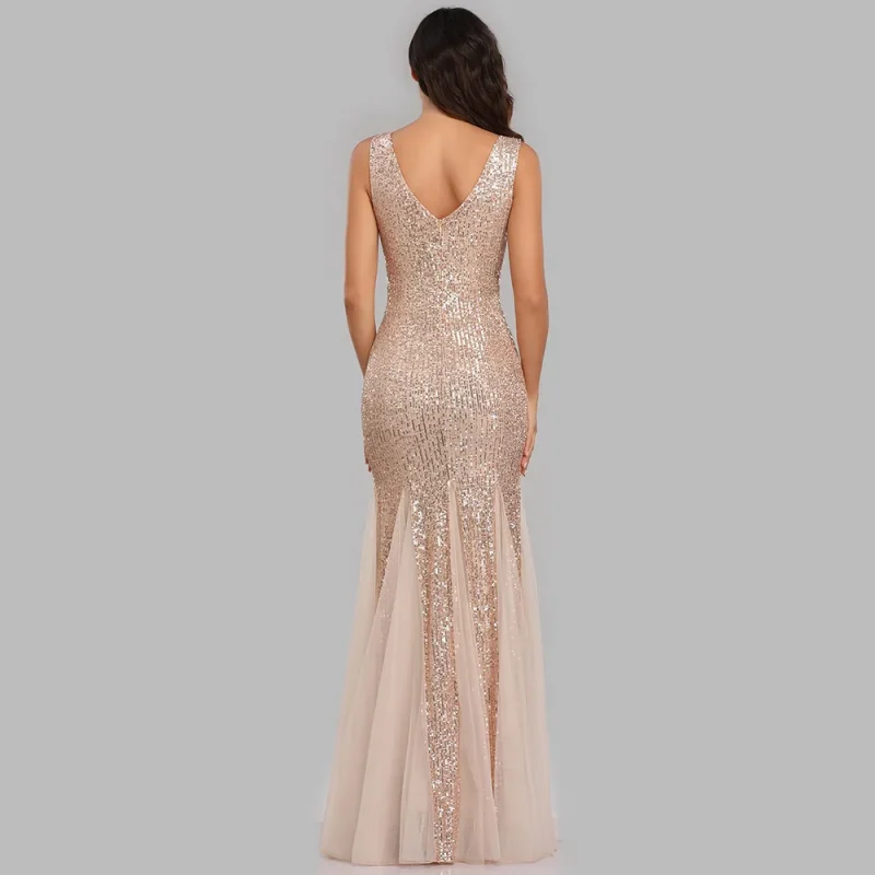 Sexy Sequin Long Sleeve Maxi Dress - Image 16