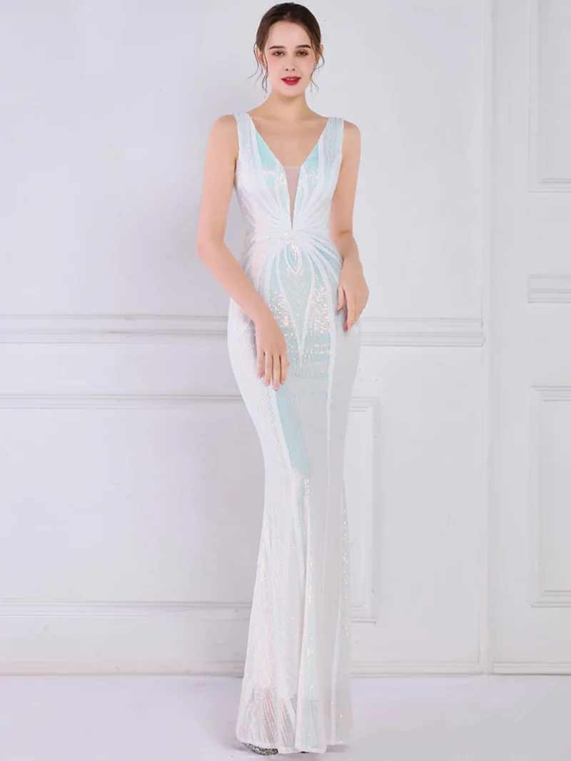 Sexy Black and White Sequin Maxi Dress - Image 19